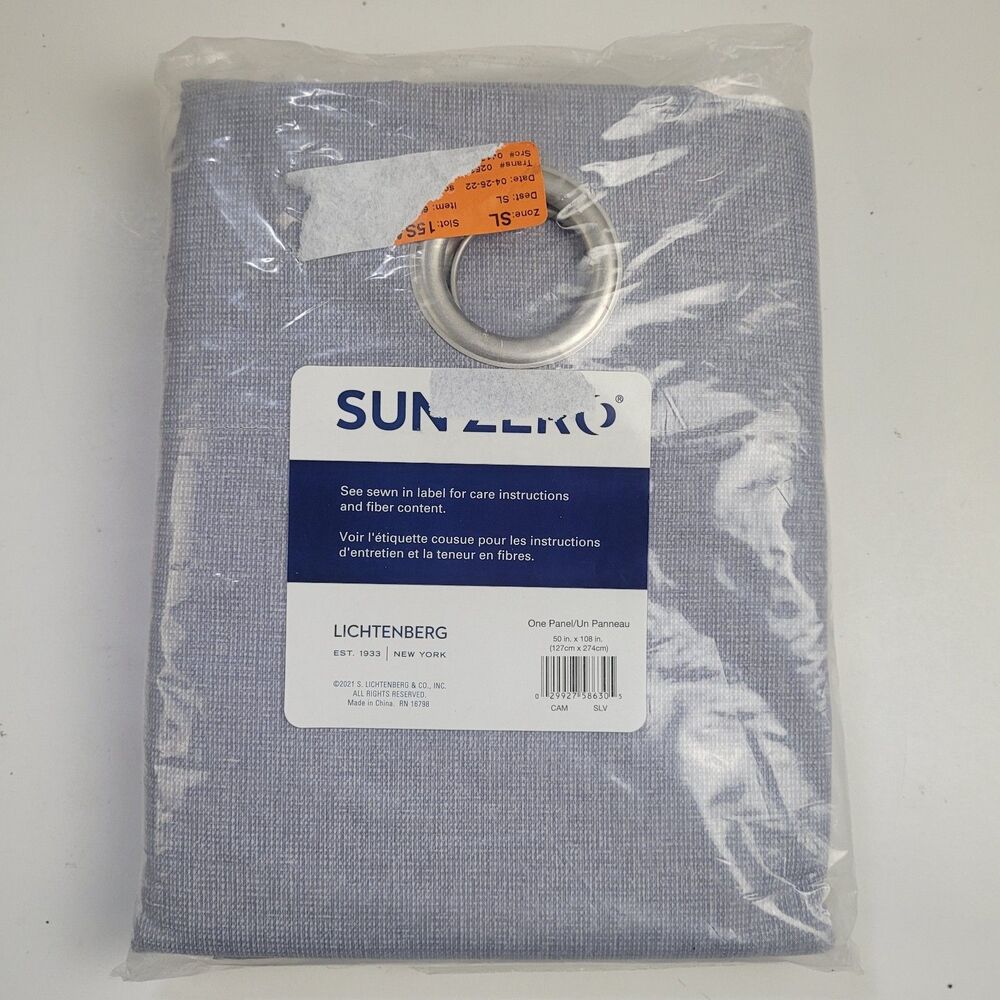 NEW Sun Zero 50 x 108 One Grommet curtain panel 'Silver' #CT20